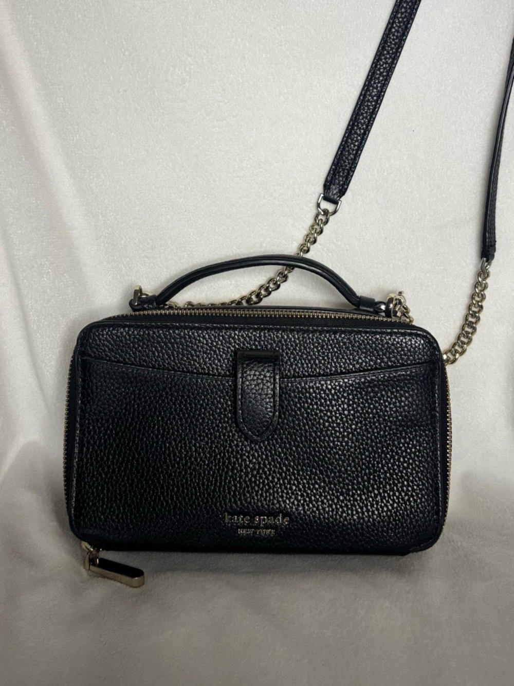 kate spade black pebbled leather crossbody purse